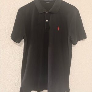 Polo by Ralph Lauren Men's Black Polo Shirt with Red Logo